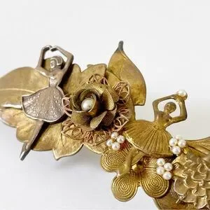 French hair barrette with ballerina dancer motif and seed pearls vintage Vintage | Accessories | French Hair Barrette With Ballerina  main image 4
